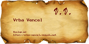 Vrba Vencel névjegykártya